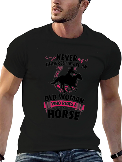 Never Underestimate Old Woman Horse Rider T-Shirt