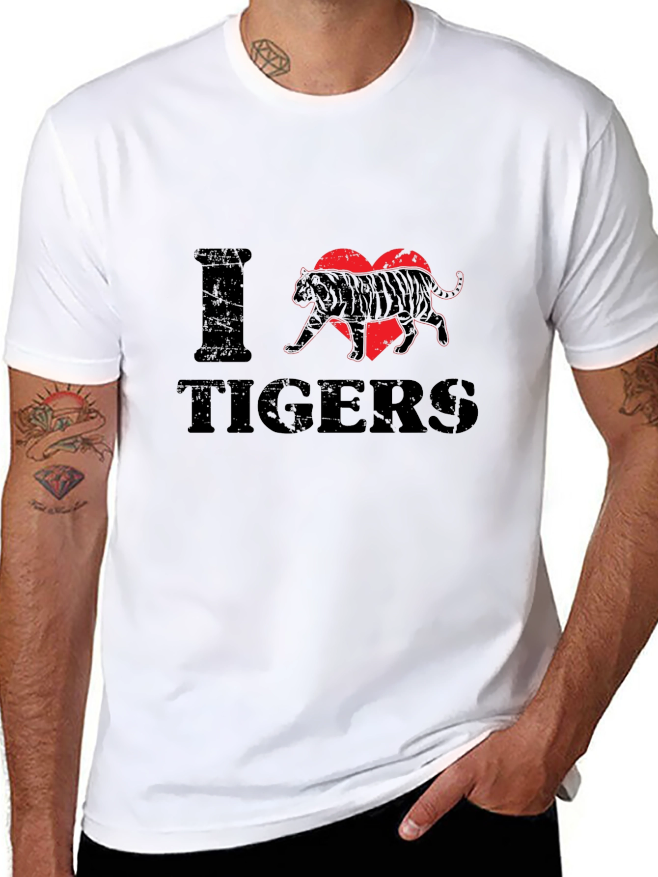 I Love Tigers Graphic Print T-Shirt