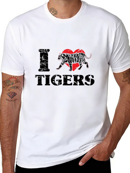 I Love Tigers Graphic Print T-Shirt