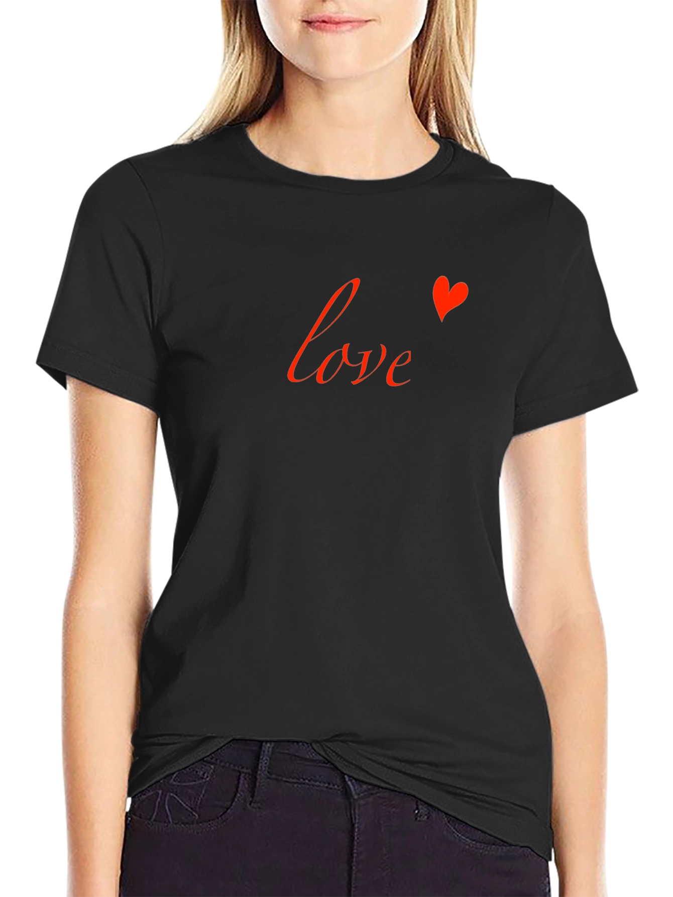 Love Heart Graphic Tee - Stylish Black T-Shirt