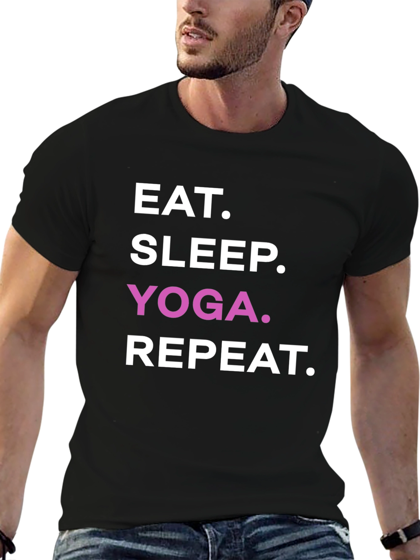 Eat Sleep Yoga Repeat Black T-Shirt