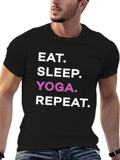 Eat Sleep Yoga Repeat Black T-Shirt