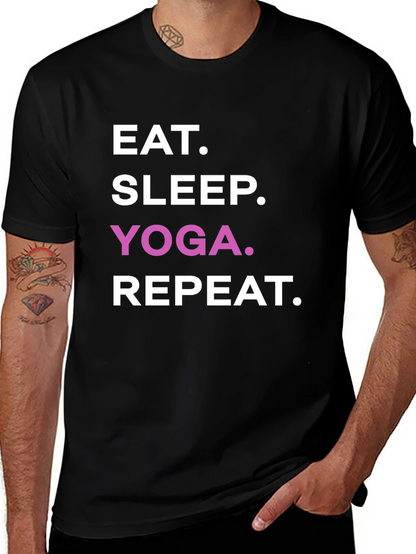 Eat Sleep Yoga Repeat Black T-Shirt