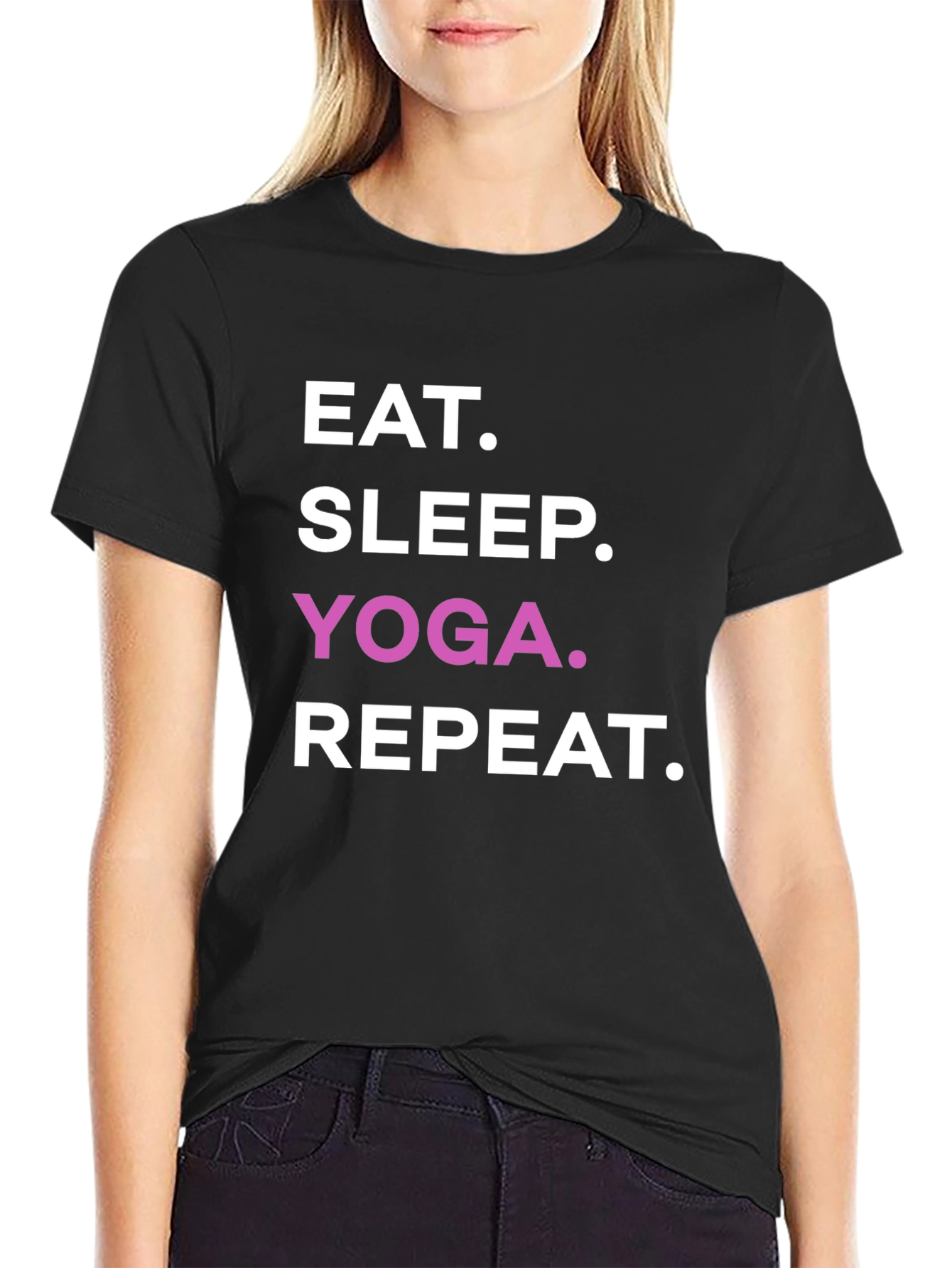 Eat Sleep Yoga Repeat Black T-Shirt
