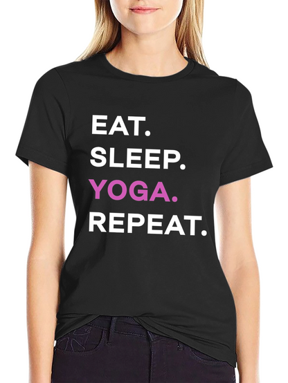 Eat Sleep Yoga Repeat Black T-Shirt