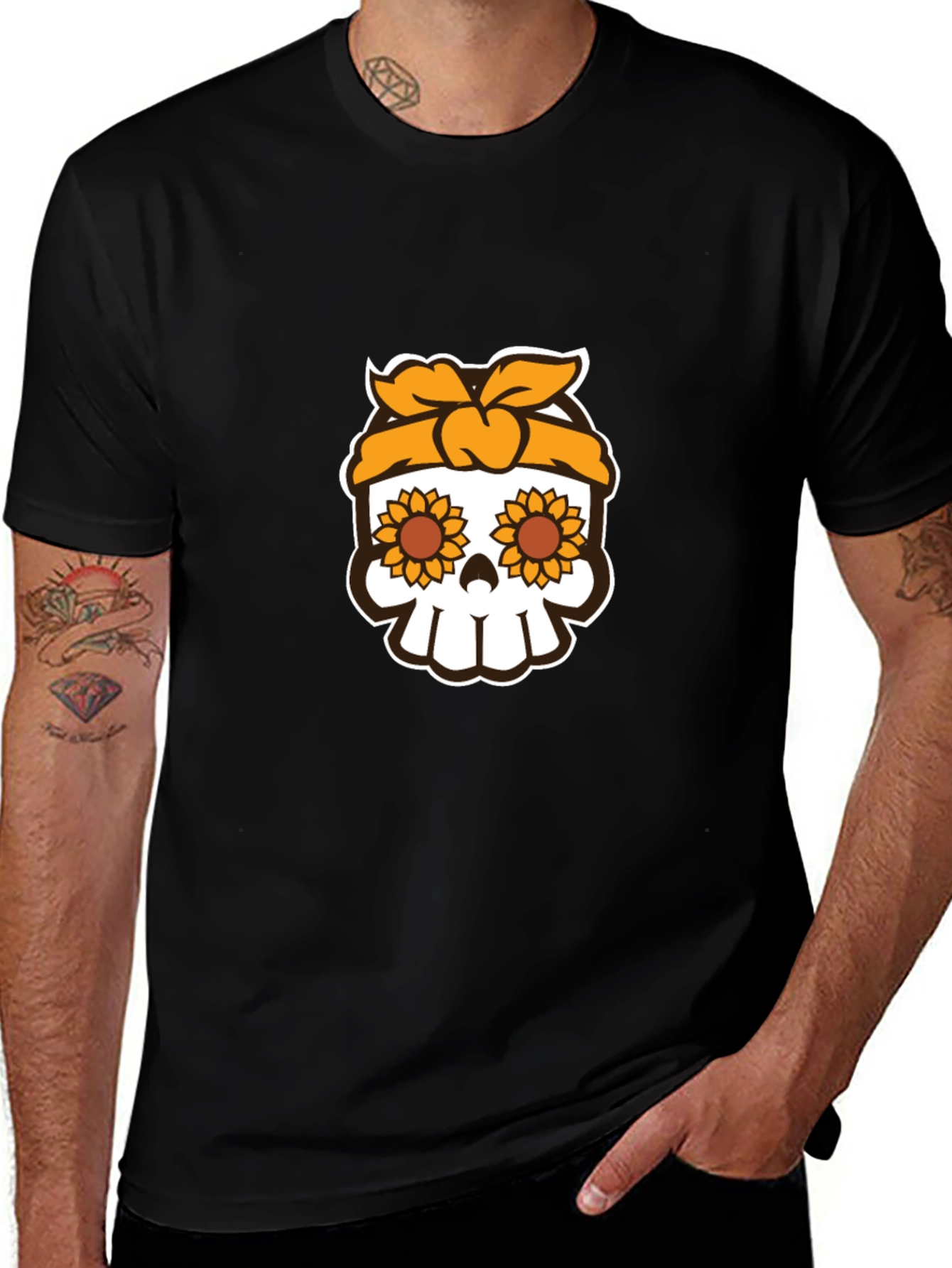 Sunflower Skull Graphic Tee - Stylish Unisex T-Shirt