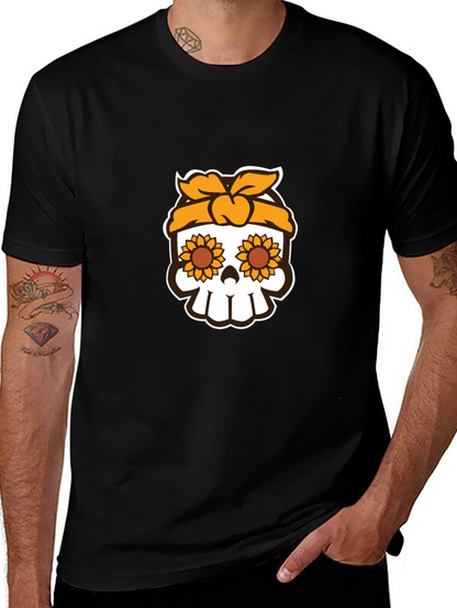 Sunflower Skull Graphic Tee - Stylish Unisex T-Shirt