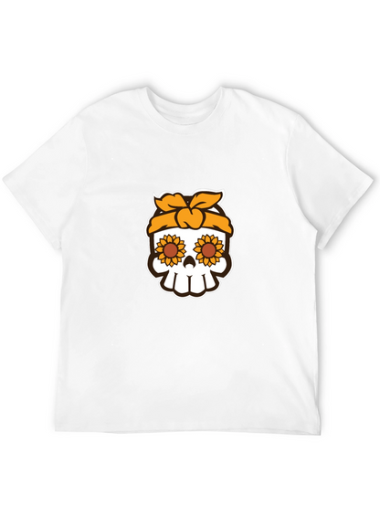 Sunflower Skull Graphic Tee - Stylish Unisex T-Shirt