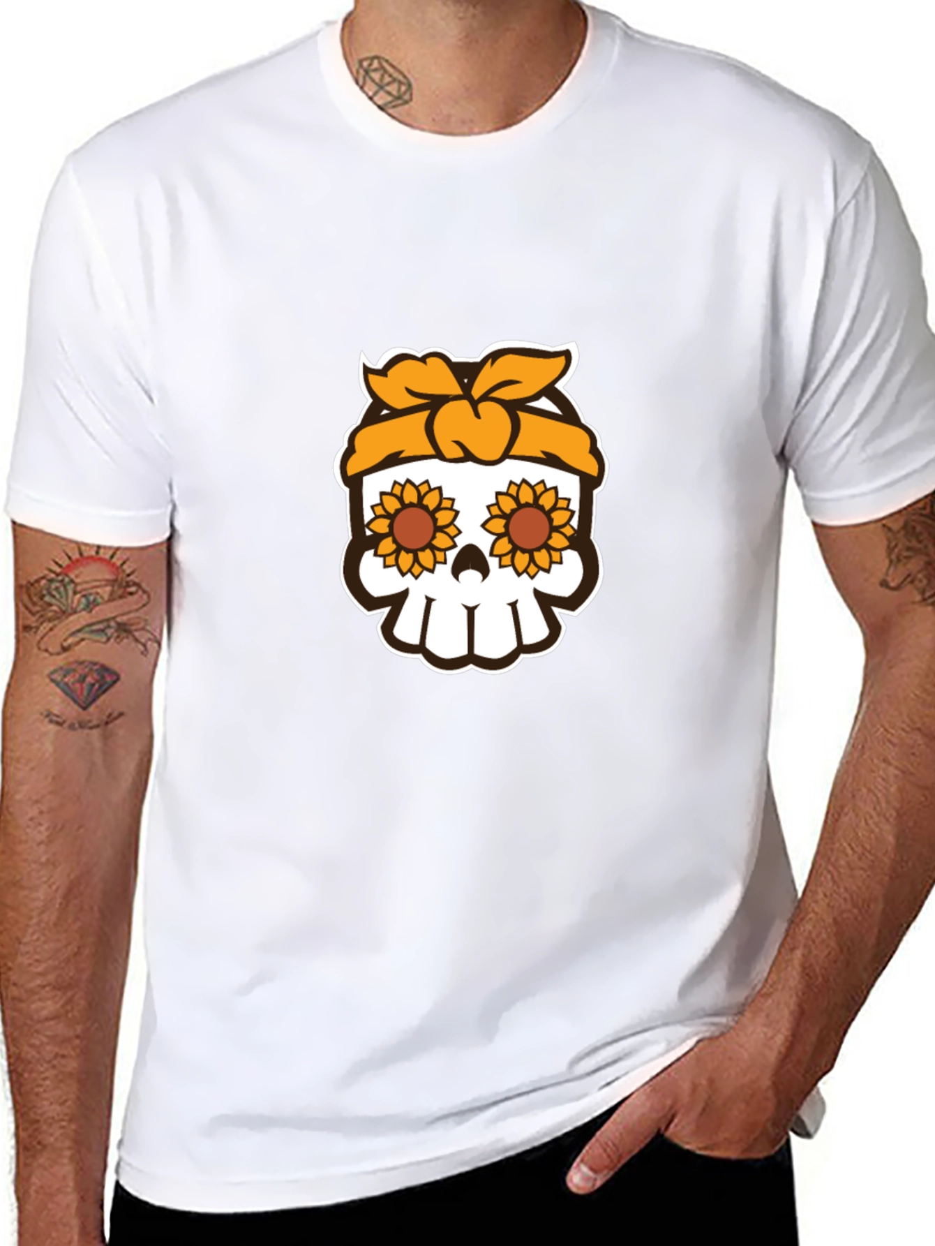 Sunflower Skull Graphic Tee - Stylish Unisex T-Shirt