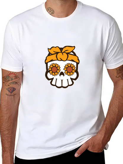Sunflower Skull Graphic Tee - Stylish Unisex T-Shirt