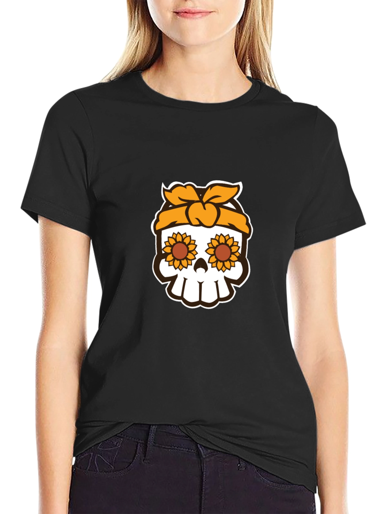Sunflower Skull Graphic Tee - Stylish Unisex T-Shirt