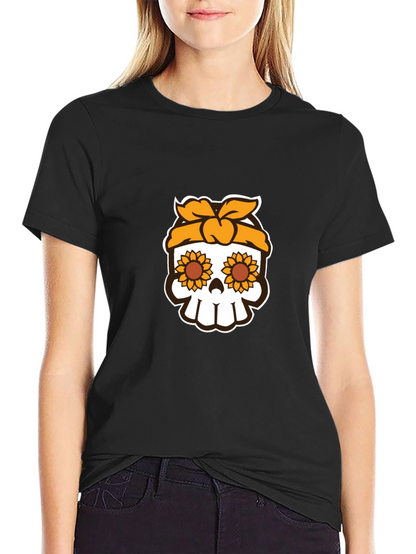 Sunflower Skull Graphic Tee - Stylish Unisex T-Shirt
