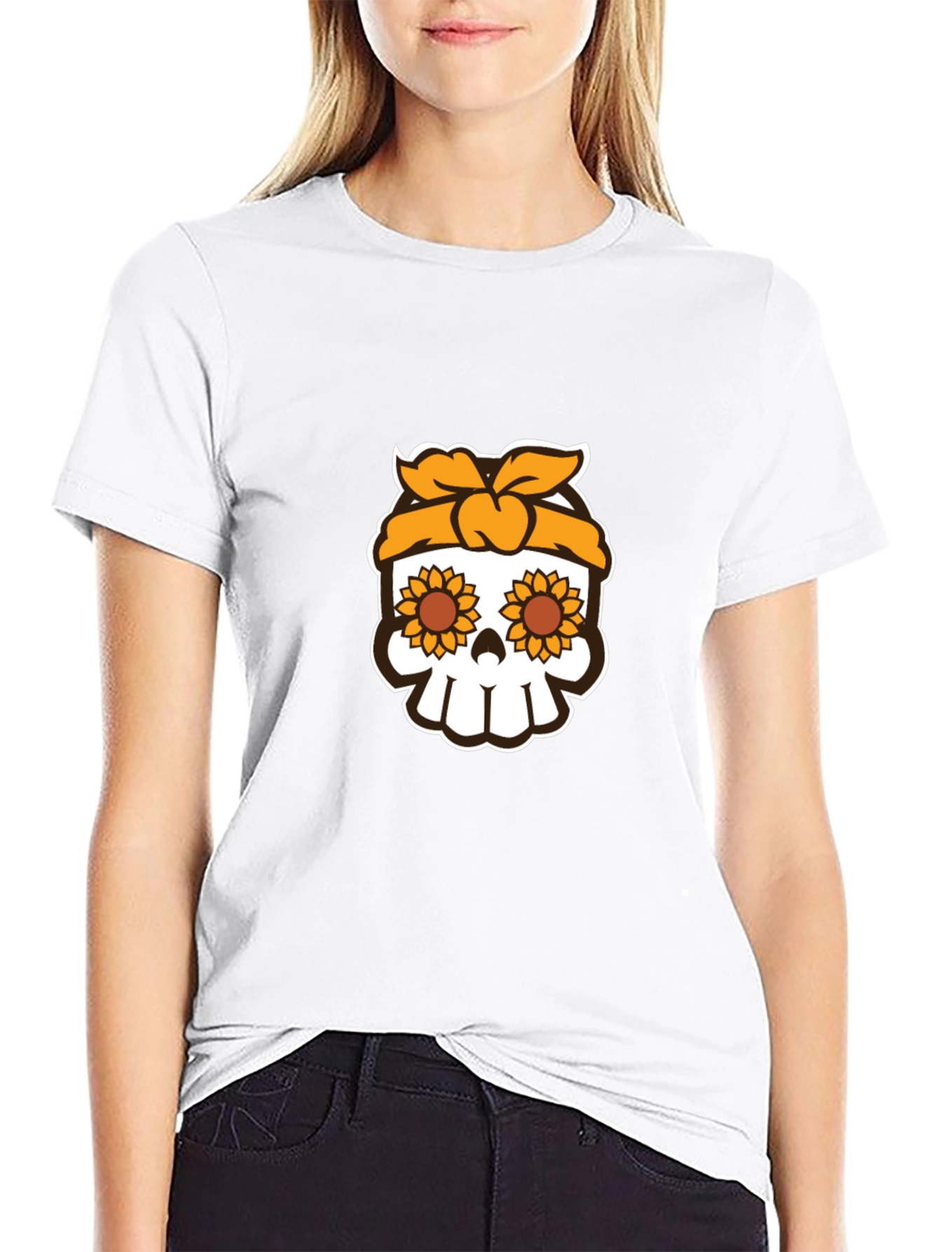 Sunflower Skull Graphic Tee - Stylish Unisex T-Shirt
