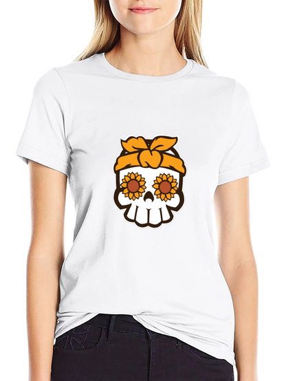 Sunflower Skull Graphic Tee - Stylish Unisex T-Shirt