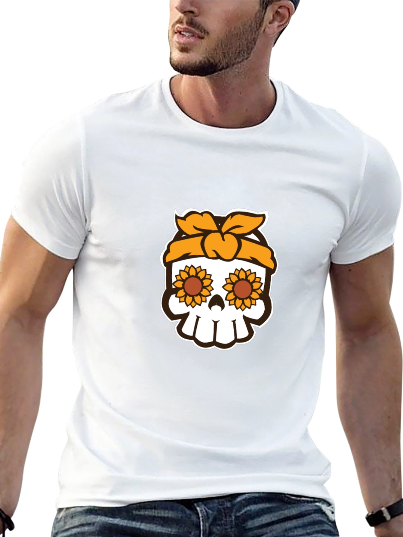 Sunflower Skull Graphic Tee - Stylish Unisex T-Shirt