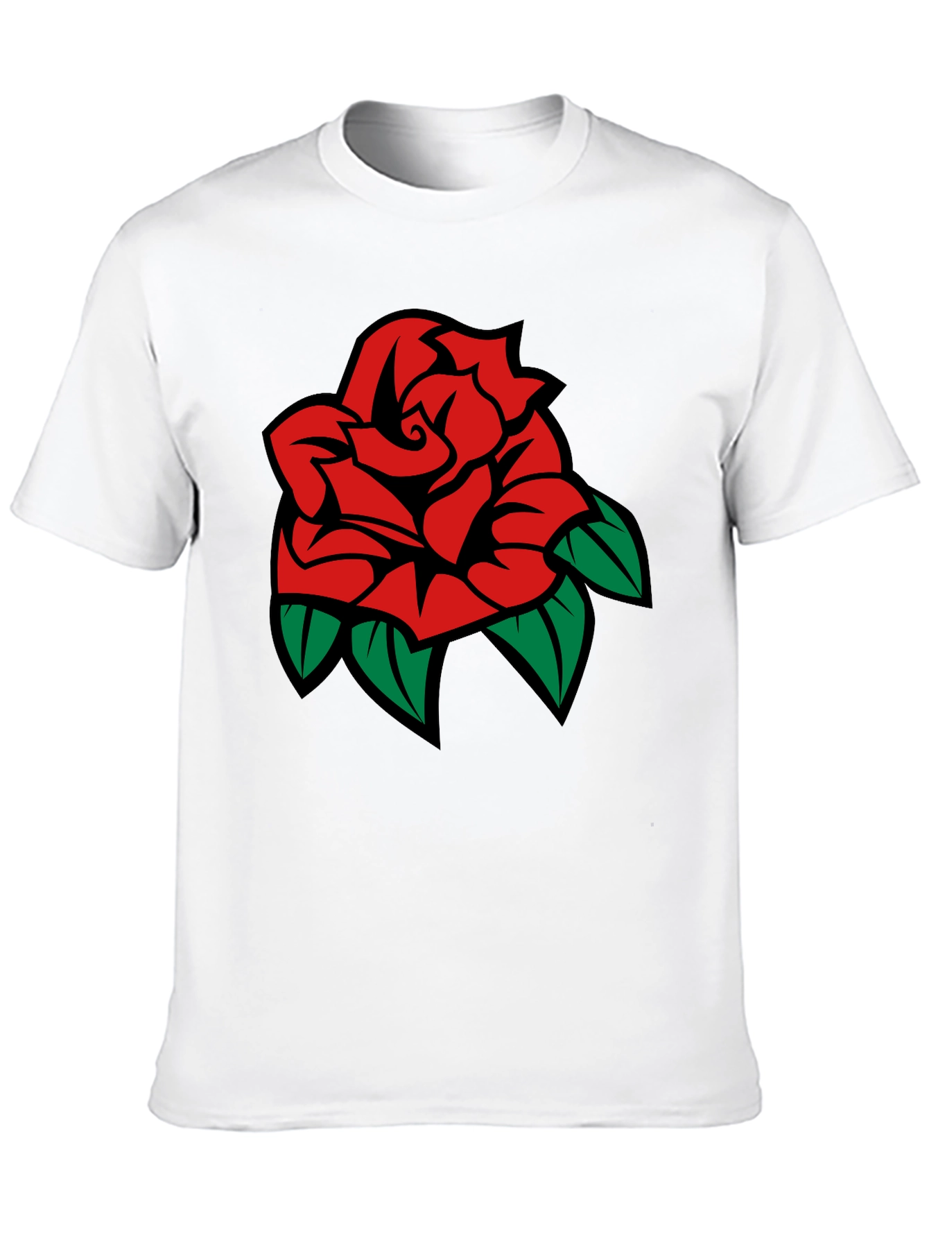 Black T-Shirt with Rose Graphic