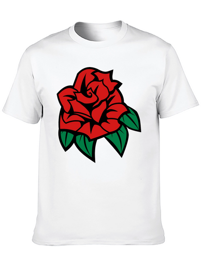 Black T-Shirt with Rose Graphic