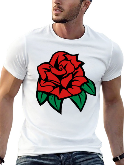 Black T-Shirt with Rose Graphic