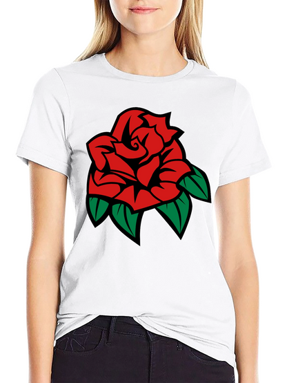 Black T-Shirt with Rose Graphic