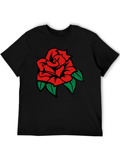 Black T-Shirt with Rose Graphic