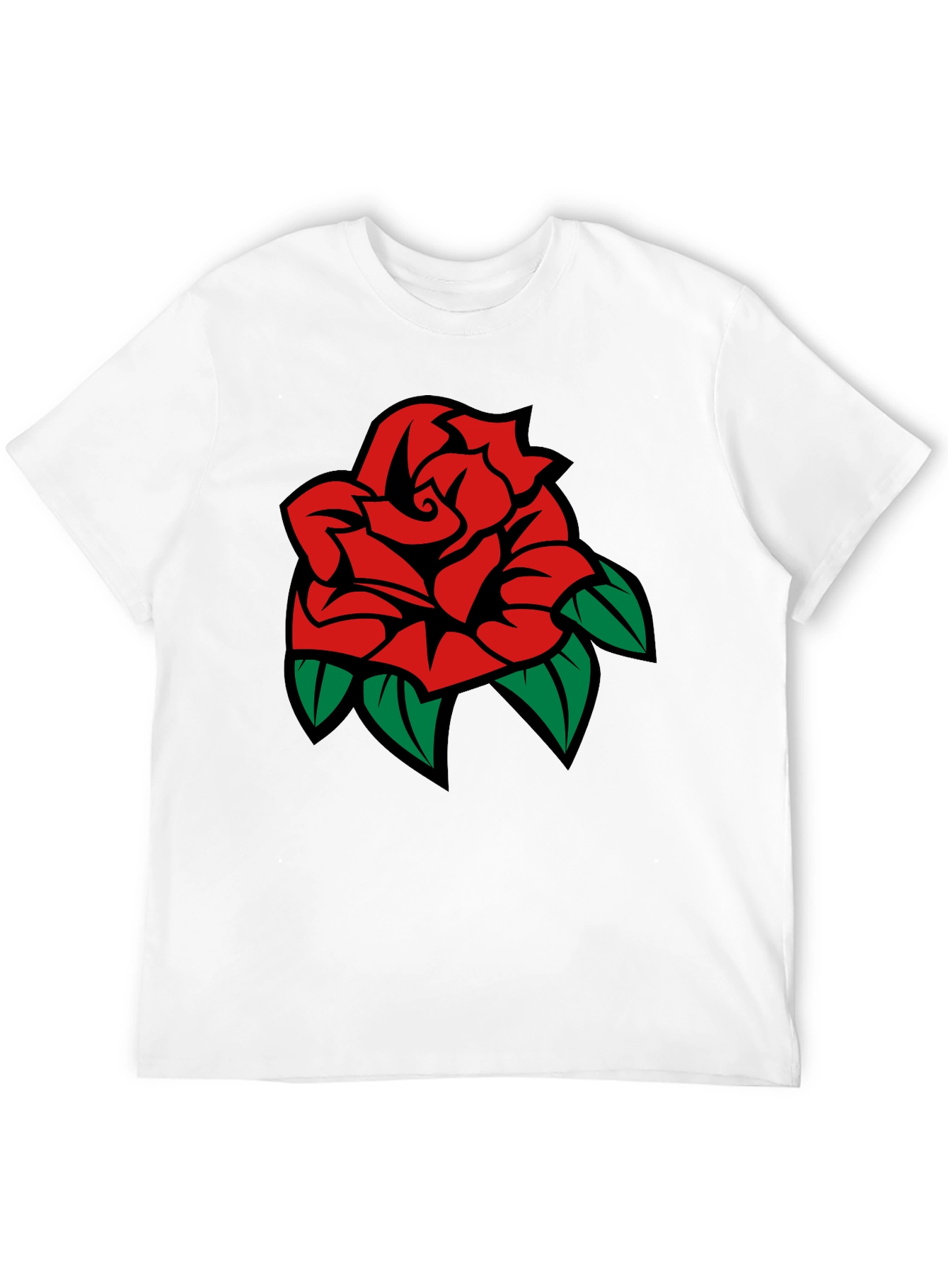 Black T-Shirt with Rose Graphic