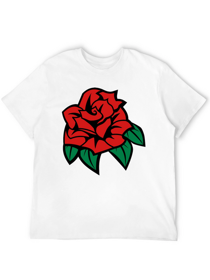 Black T-Shirt with Rose Graphic