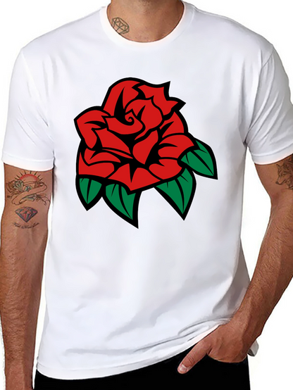 Black T-Shirt with Rose Graphic