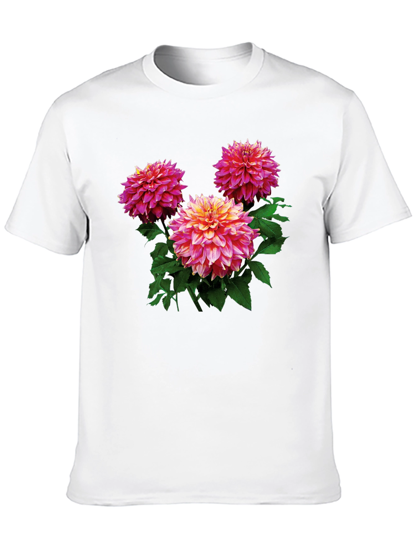 Floral Dahlia Print Black T-Shirt