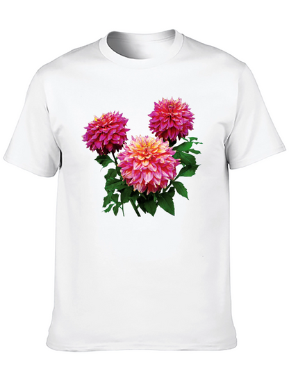 Floral Dahlia Print Black T-Shirt