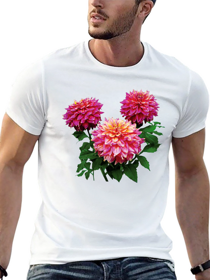 Floral Dahlia Print Black T-Shirt