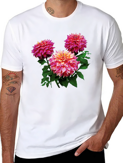 Floral Dahlia Print Black T-Shirt