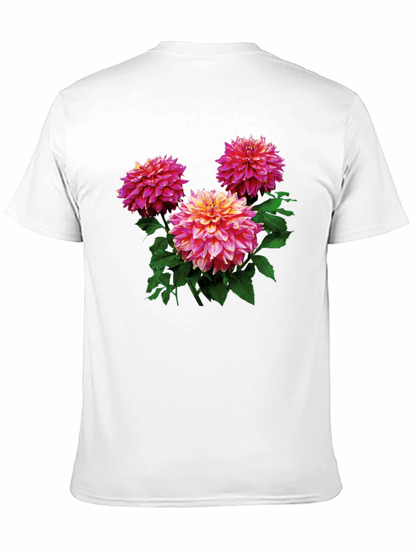 Floral Dahlia Print Black T-Shirt