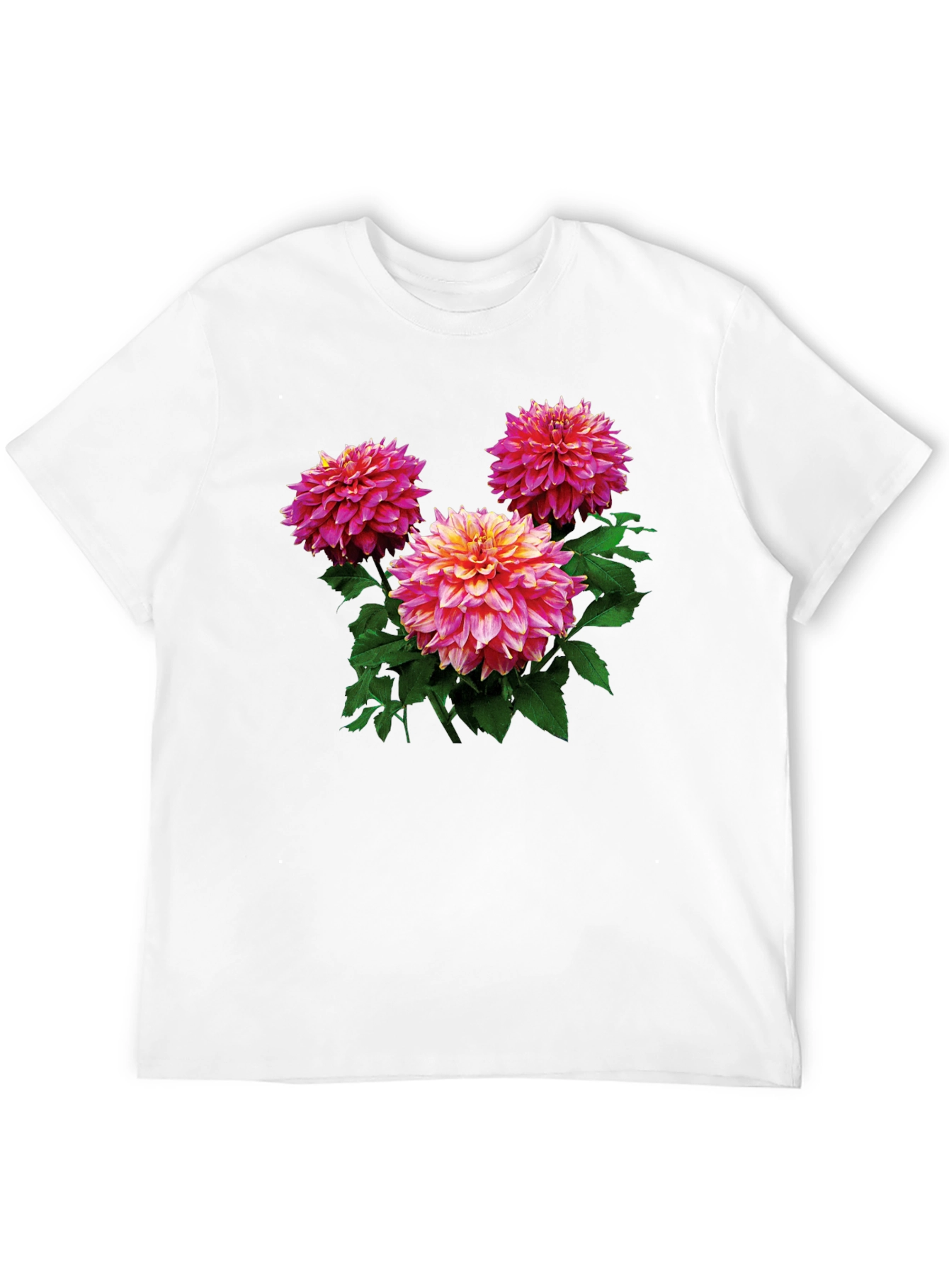 Floral Dahlia Print Black T-Shirt