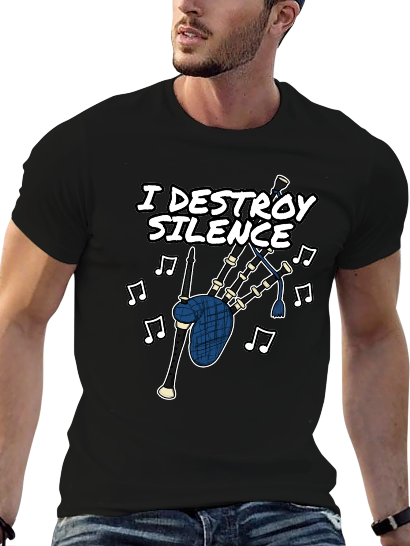 I Destroy Silence Bagpipe T-Shirt