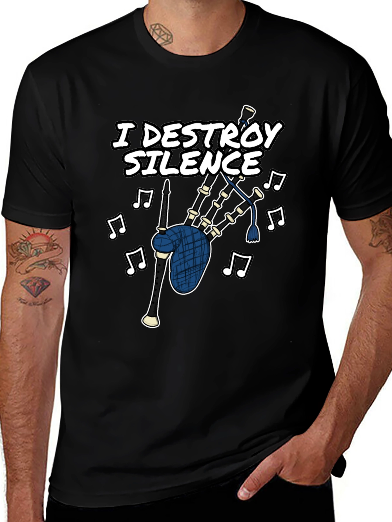 I Destroy Silence Bagpipe T-Shirt