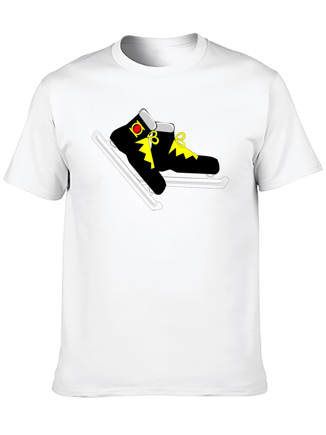Black T-Shirt with Cartoon Skates Graphic