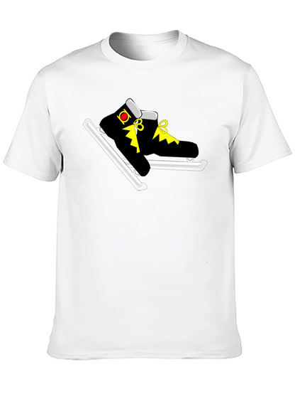 Black T-Shirt with Cartoon Skates Graphic