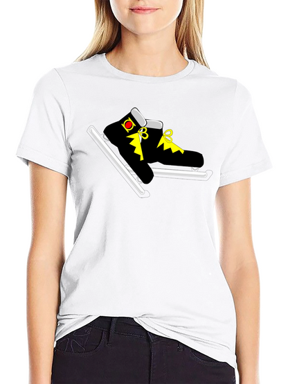 Black T-Shirt with Cartoon Skates Graphic