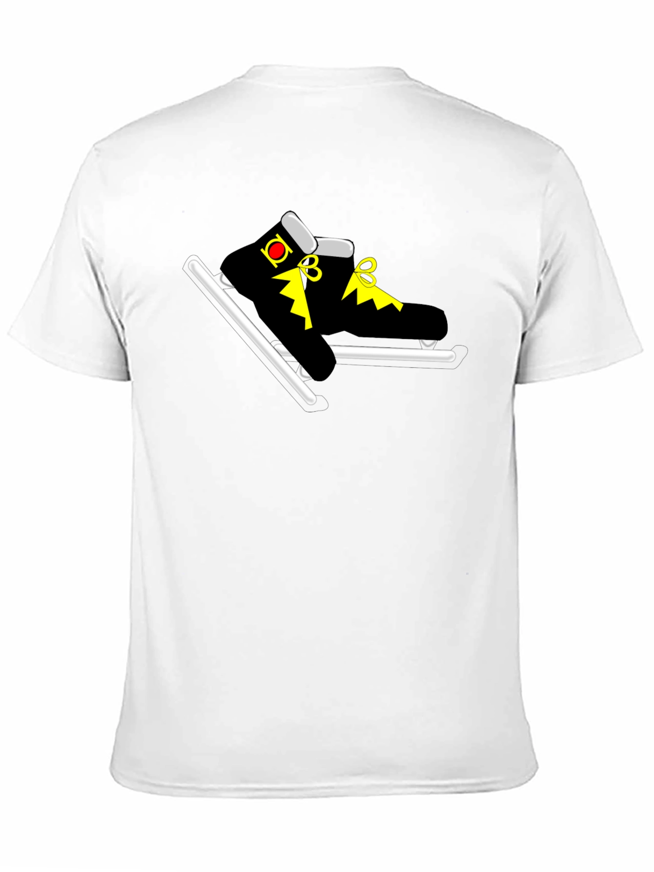 Black T-Shirt with Cartoon Skates Graphic