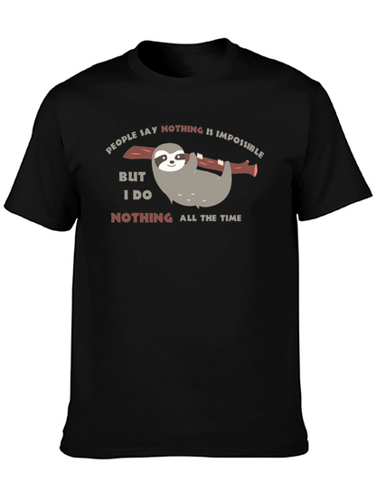 Funny Sloth Nothing All The Time Black T-Shirt