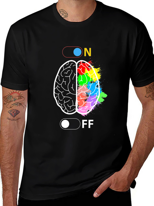 Brain On/Off T-Shirt - Colorful Thinking Tee