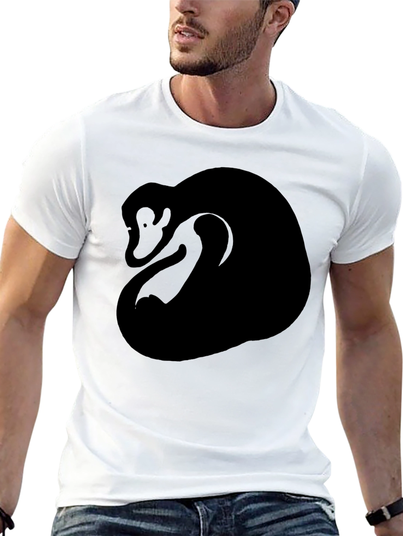 Abstract Monkey Graphic Tee - Black Cotton Blend