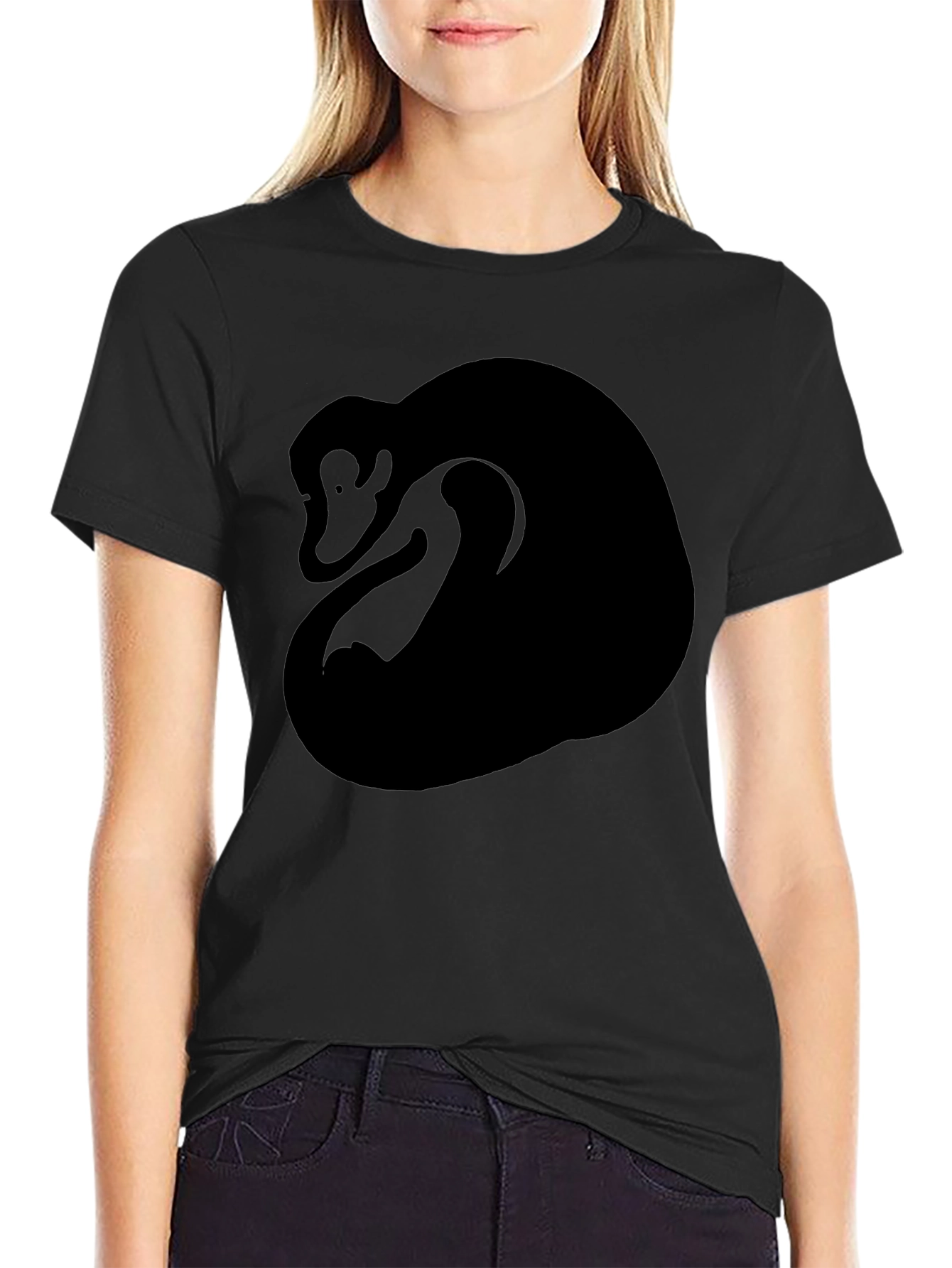 Abstract Monkey Graphic Tee - Black Cotton Blend