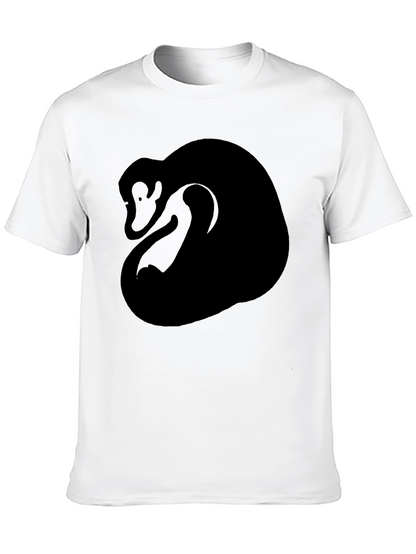 Abstract Monkey Graphic Tee - Black Cotton Blend