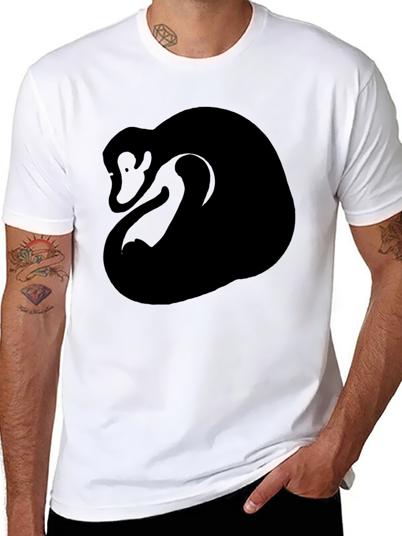 Abstract Monkey Graphic Tee - Black Cotton Blend