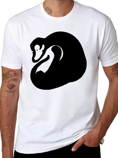 Abstract Monkey Graphic Tee - Black Cotton Blend