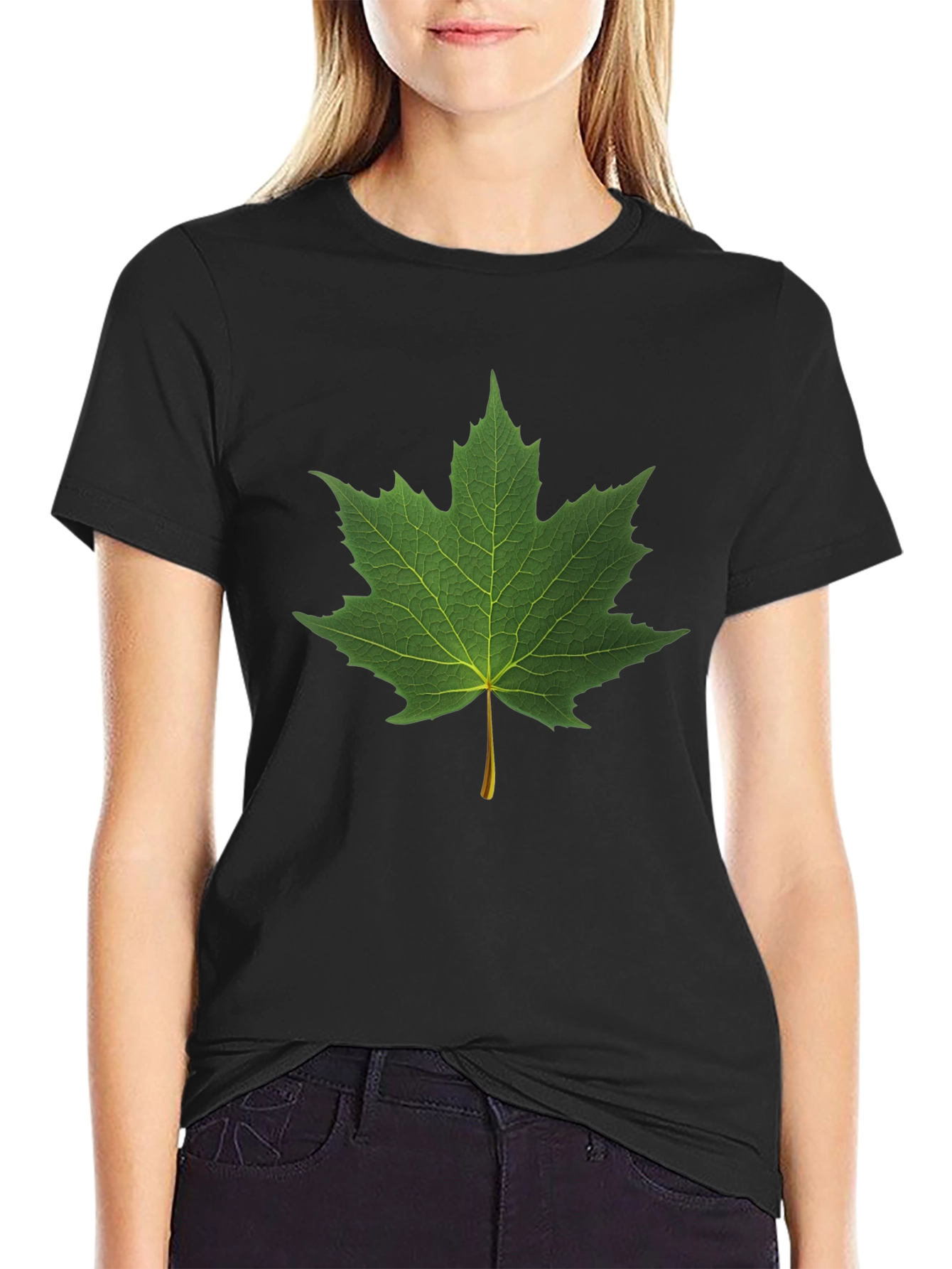 Maple Leaf Graphic Black T-Shirt