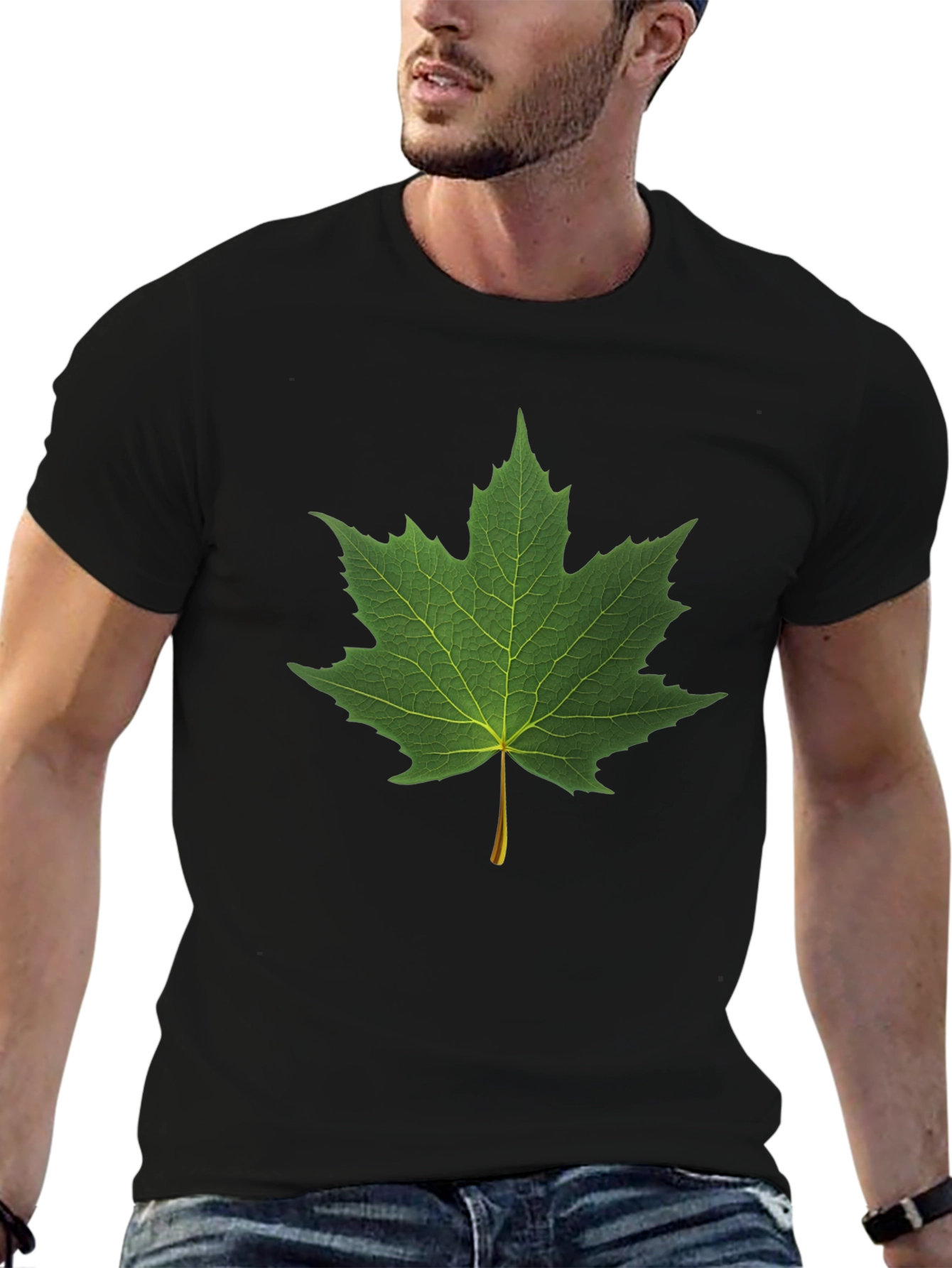 Maple Leaf Graphic Black T-Shirt
