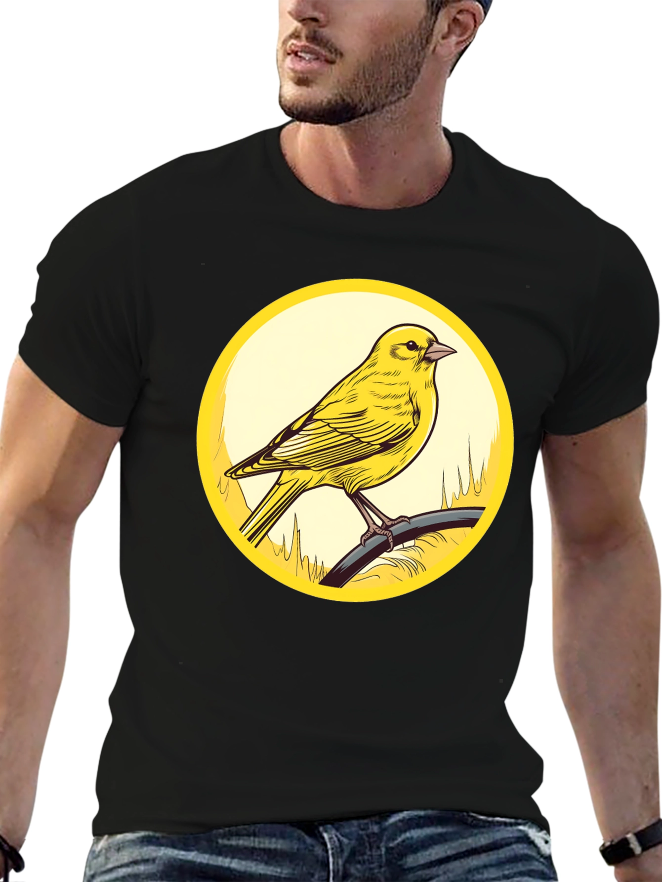 Canary Bird Graphic T-Shirt - Black