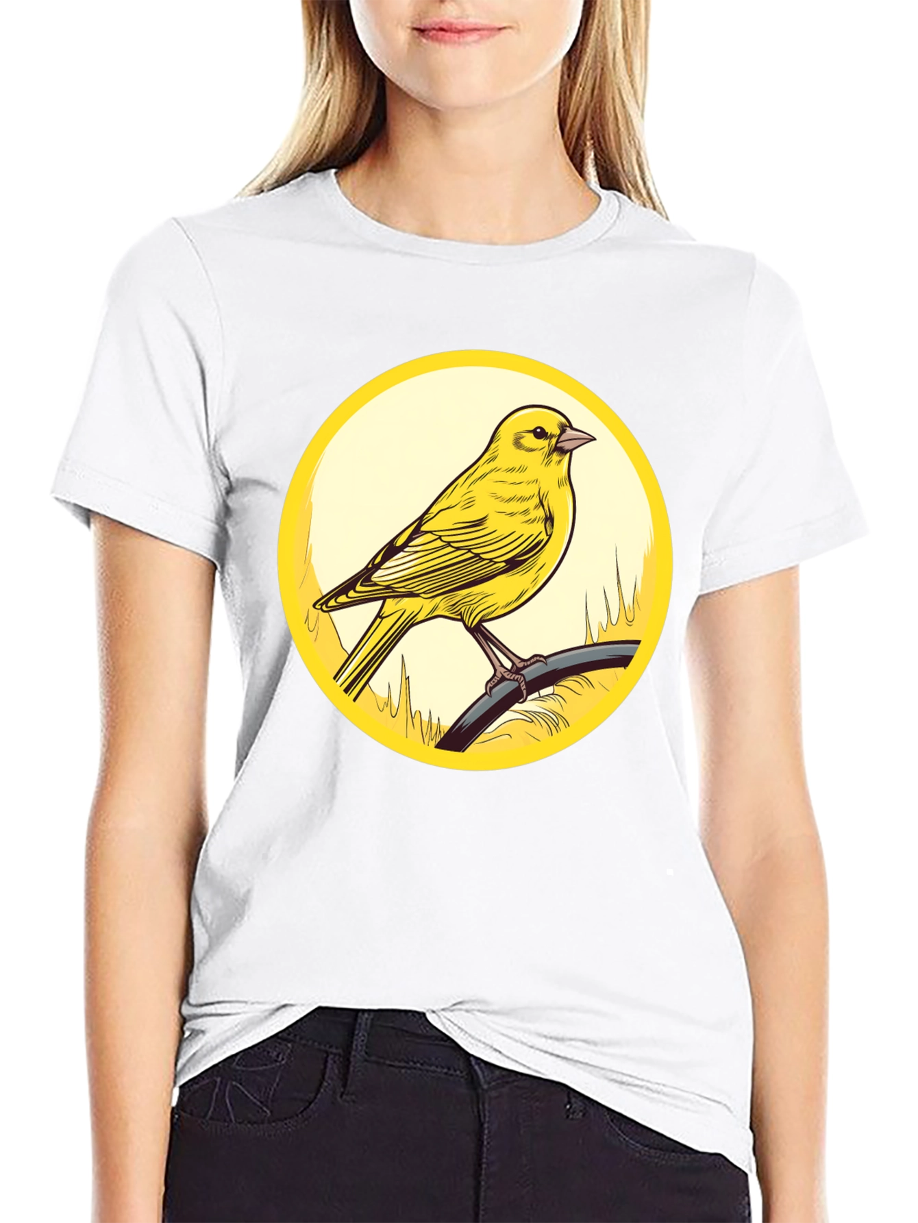 Canary Bird Graphic T-Shirt - Black